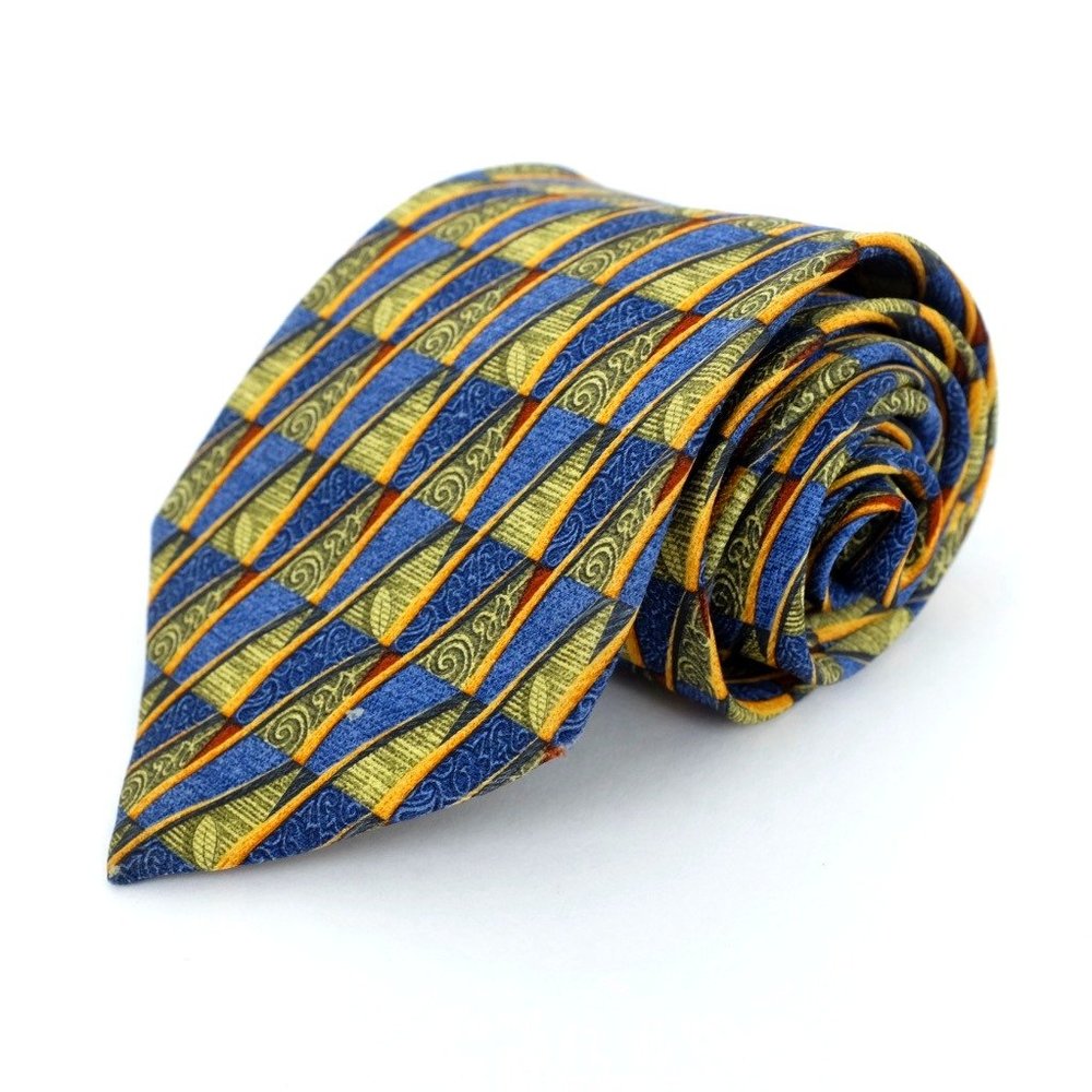 Ermenegildo Zegna 100% Silk Abstract Blue Necktie 4" 58" Made in Italy